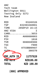 Verifone Network Pre-Auth Receipt