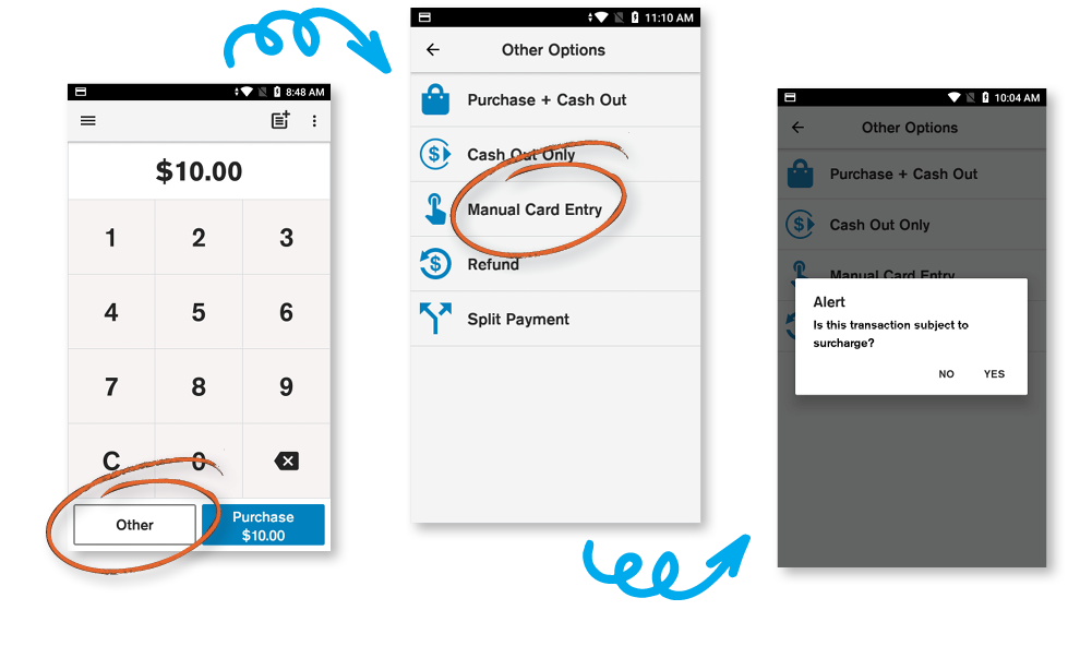 moto surcharge override PAYMENT FLOW 3